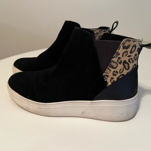TOMS Womens Jamie Leopard Sneakers Shoes Casual - Black- Size 8